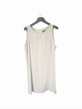 Vintage Dianne B New York Oatmeal Beige Linen Blend Midi Shift Dress M/L